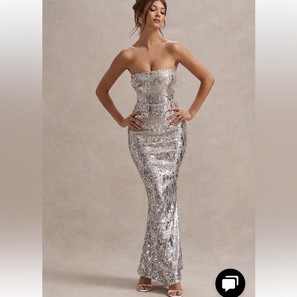 Sequin bandeau maxi dress